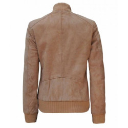 Adamsville Women's Camel Brown Suede Bomber Jacket