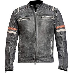 Cafe Racer Retro 2 Bikers Distressed Leather Jacket
