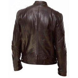 Cafe Racer Retro Brown Leather Jacket