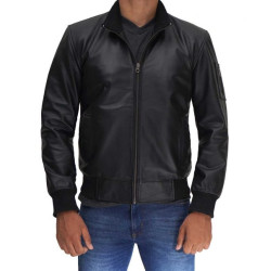 Clark Men's Black Bomber Leather Jacket
