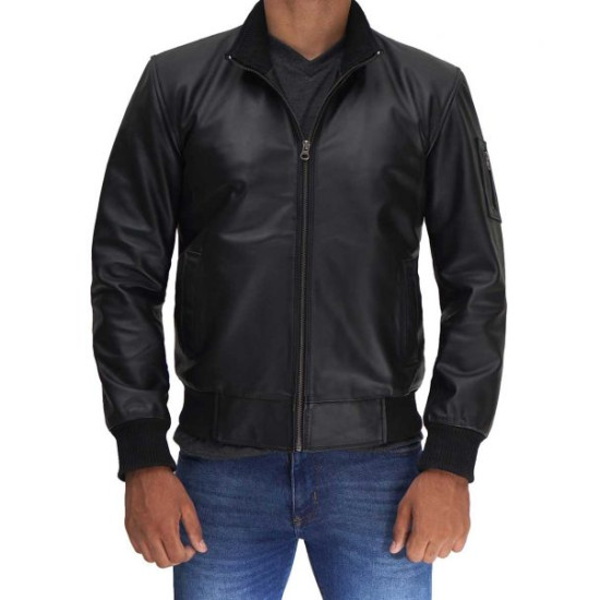 Clark Men's Black Bomber Leather Jacket