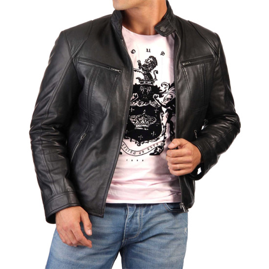 Men's Classic Style Moto Leather Jacket