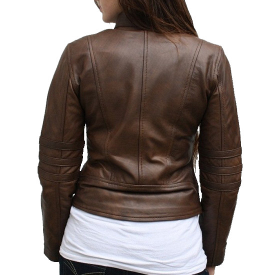 Dark Angel Women Brown Leather Jacket