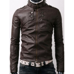 Dark Brown Rider Casual Slim Fit Leather Jacket