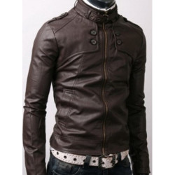 Dark Brown Rider Casual Slim Fit Leather Jacket