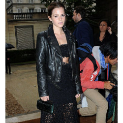 Emma Watson Celebrity Style Slim Fit Black Bikers Jacket