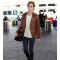 Emma Watson Celebrity Style Slim Fit Brown Biker Jacket