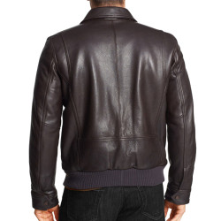 Men's Fashionable Brown Bomber Leather Jacket