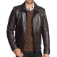 Men's Fashionable Brown Bomber Leather Jacket