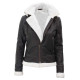 Mary Brown Hooded B3 Shearling Bomber Leather Jacket 