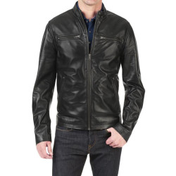 Stefan Slim Fit Moto Leather Jacket