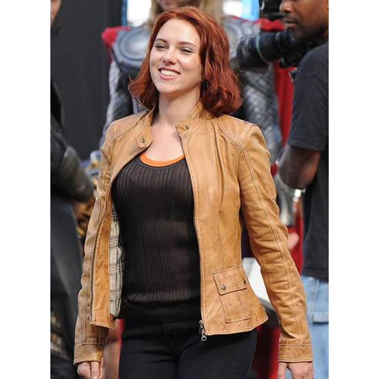 Avengers Black Widow Tan Brown Leather Jacket