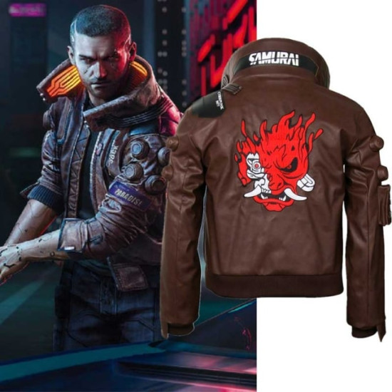 Samurai Cyberpunk 2077 Bomber Leather Jacket