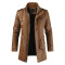 Men’s Tan Brown Cafe Racer Casual Style Vintage Leather Trench Coat