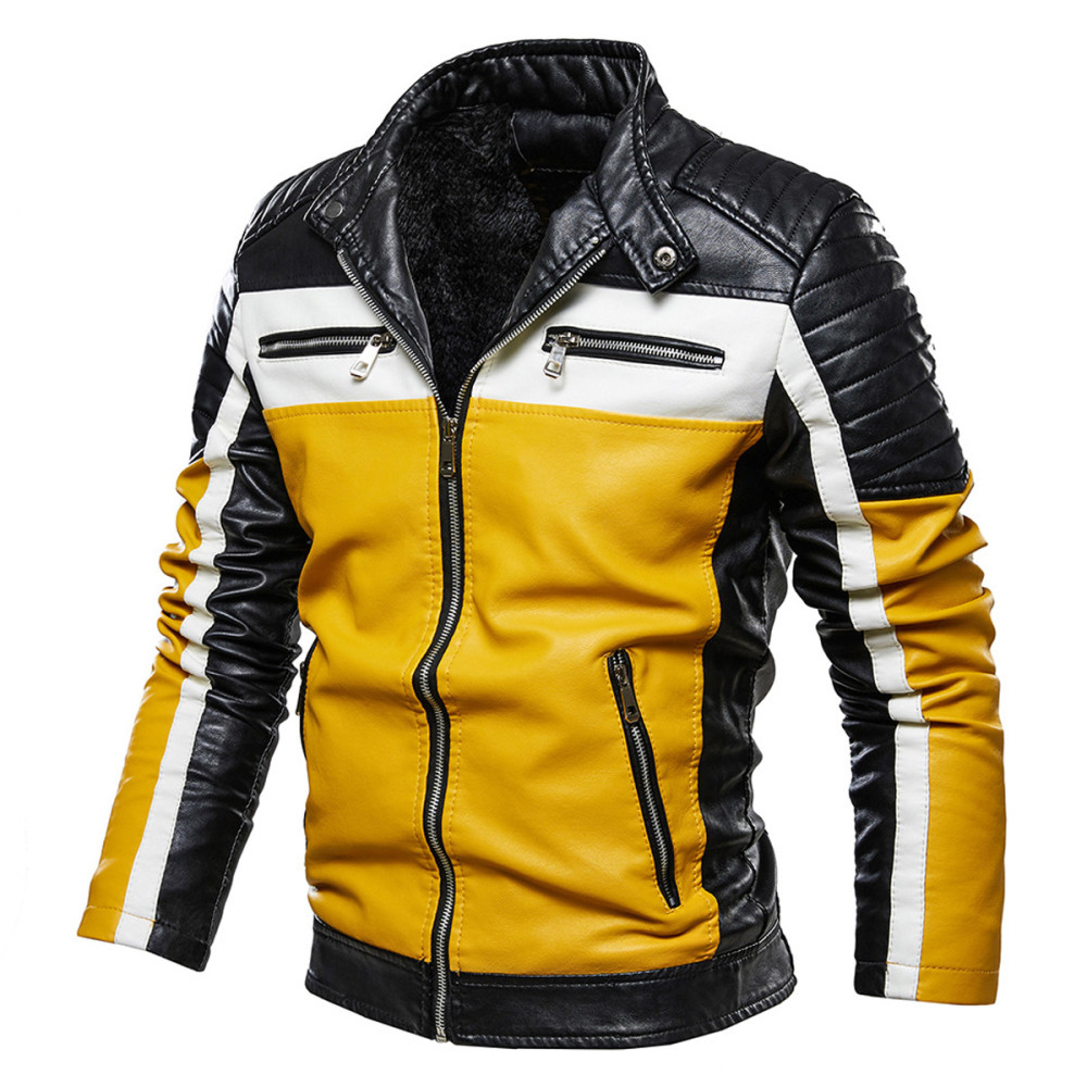 Yellow Leather Racer Jacket (M-L)